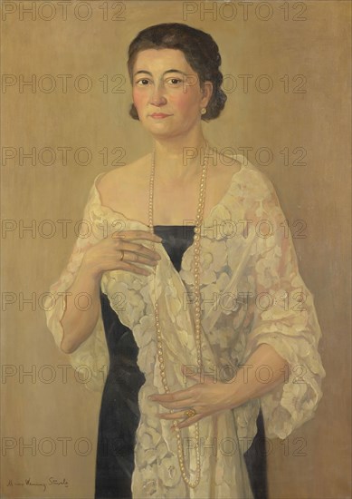 Marie van Waning-Stevels, Portrait of an unknown woman, portrait painting material linen oil painting, Portrait rectangular
