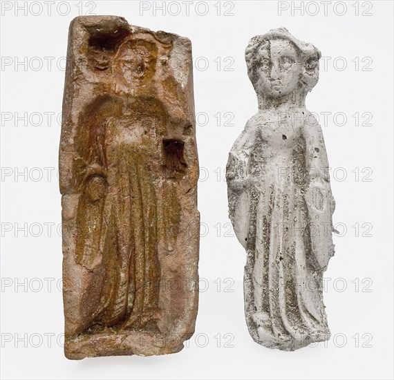 Pottery mold for pipe image, possibly Holy Magdalene and latex casting, mold tools equipment earth discovery ceramics