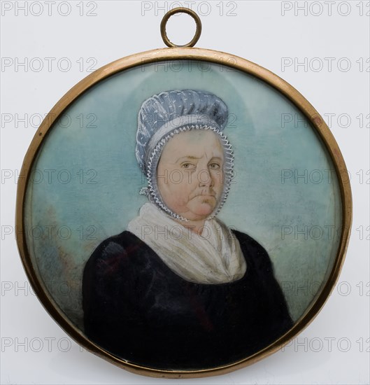 Miniature portrait of Elisabeth Rosmolen, portrait miniature medallion painting visual material watercolor ivory copper glass