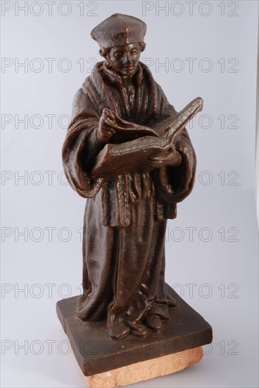 Simon Miedema, Image of Erasmus, on pedestal of earthenware, sculpture sculpture model was ceramic pottery, modeled Wax model