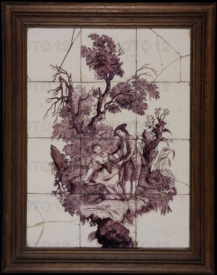 tile manufacturer Schiedamsedijk, Aalmis, Verwijk, Van Traa, Tile panel with allegorical representation of the summer, tile