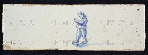 Border tile, painted with blue, male figure, edge tile wall tile tile sculpture ceramic earthenware glaze, baked 2x glazed