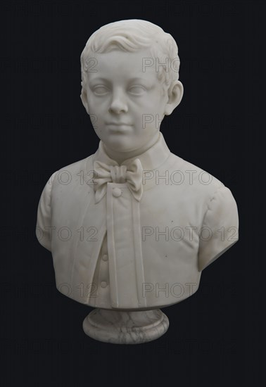 : Johan Theodore Stracké, Bust, portrait Elie van Rijckevorsel (1845-1928) at around the age of 12, on round baluster-shaped