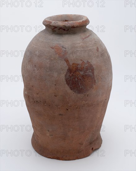 Pottery pot on stand, baluster shape, used in the sugar industry, sugar bowl pot holder soil find ceramic earthenware glaze lead