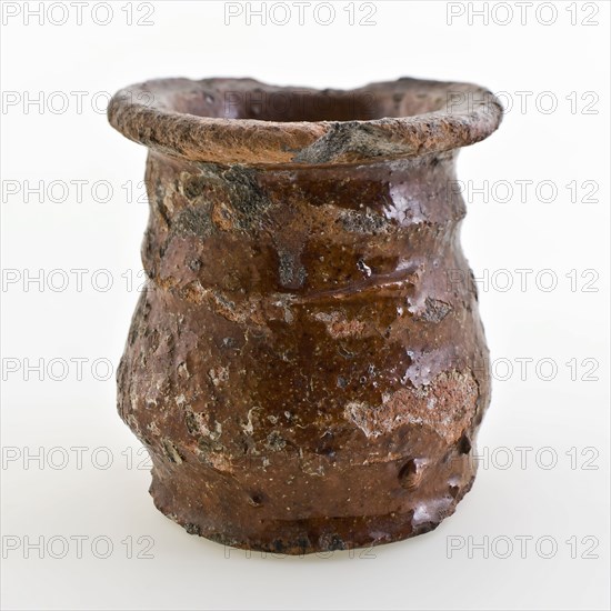 Pottery belly model ointment jar, red shard, fully glazed, ointment jar pot holder soil find ceramic earthenware glaze lead