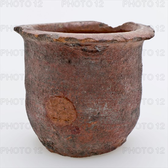 Pottery ointment jar, cylindrical model, red shard, internally glazed, ointment jar pot holder soil find ceramic earthenware
