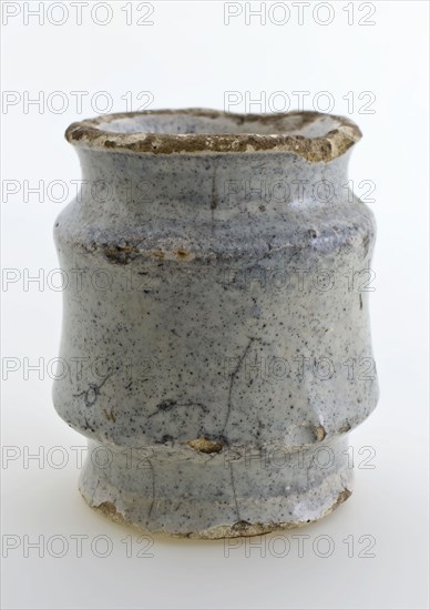 Pottery ointment jar, high model, entirely glazed in gray, ointment jar pot holder soil find ceramic earthenware glaze tinglaze