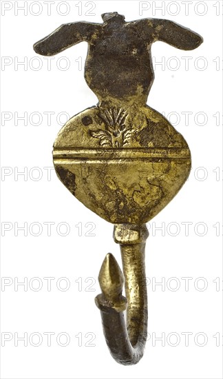 Brass coat with brand On the front, hook fastener bottomfound brass metal, cast brass coat hook Curve hook with point above