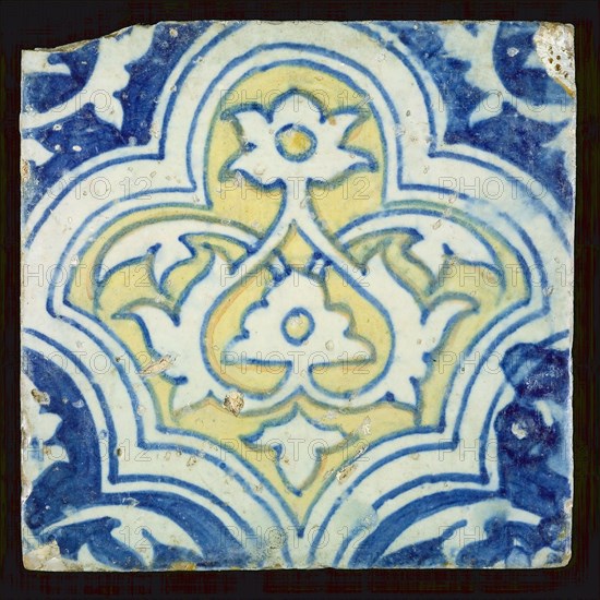 Ornament tile, polychrome braid band decor, wall tile tile sculpture ceramics pottery glaze, baked 2x glazed painted bright