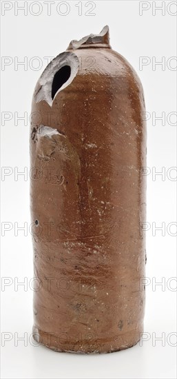 Stoneware mineral pitcher, cylindrical with round shoulder, sausage ear and short neck, mineral water pitcher jar product