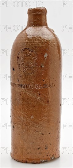 Stoneware mineral pitcher, cylindrical with round shoulder, sausage ear and short neck, mineral water pitcher jar product