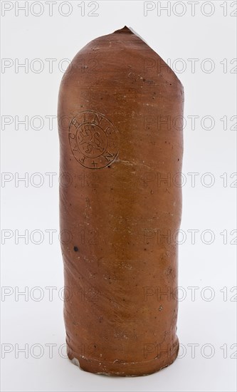 Stoneware mineral pitcher, cylindrical with round shoulder, sausage ear and short neck, mineral water pitcher jar product