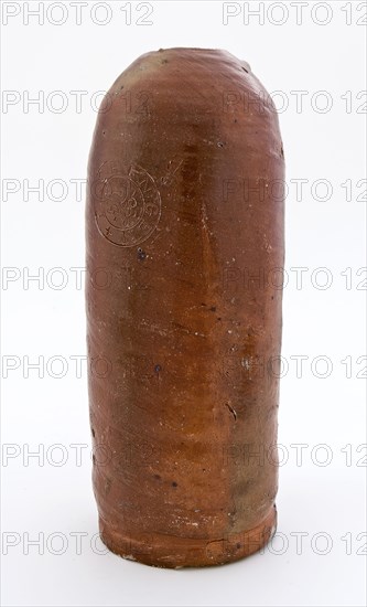 Stoneware mineral pitcher, cylindrical with round shoulder, sausage ear and short neck, mineral water pitcher jar product