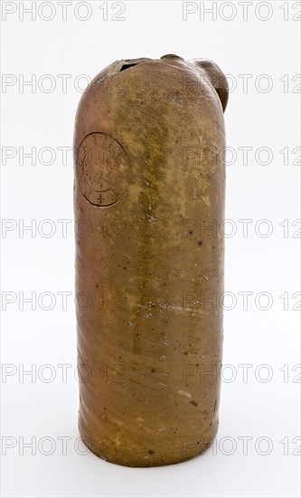 Stoneware mineral water pitcher, cylindrical with round shoulder, sausage ear and short neck, mineral water pitcher jar product