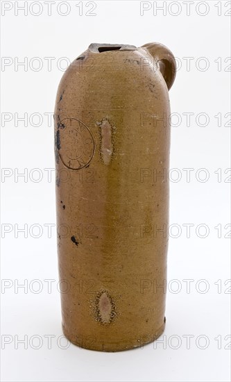 Stoneware mineral pitcher, cylindrical with round shoulder, sausage ear and short neck, mineral water pitcher jar product