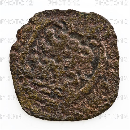 German of Friesland, 1621 or 1627, coin money swap soil find bronze metal, minted Coin diamond shaped FRISIA 1 ... with reverse
