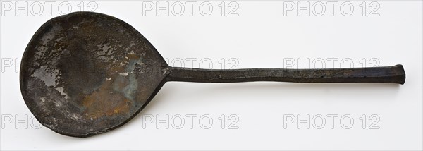 Pewter spoon with hexagonal stem, marked, spoon cutlery soil find tin metal, cast Pewter spoon with drip-shaped bowl. Hexagonal