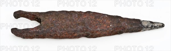 Possible pointed rear of small hammer, hammer tool kit fragment ground find iron metal, archeology Rotterdam City Triangle