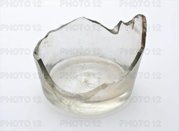 Bottom fragment of drinking glass with radgraving, clear glass, pontilmark, goblet drinking glass drinking utensils tableware