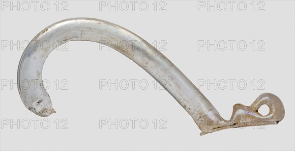 Fragment of glass ear with curled tip, clear glass, vase bottle vessel holder soil find glass, can be hand-blown Glass ear