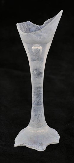 Fragment of goblet with slender stem, in which an air bubble, pontilemark, drinking glass drinking utensils tableware holder