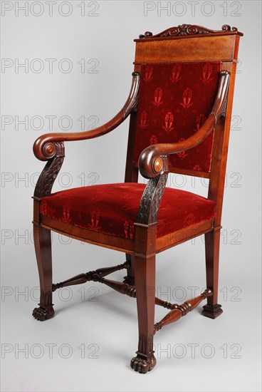 Mahogany armchair in late Empire style, armchair seat seating furniture interior furniture wood mahogany oak velvet, Council