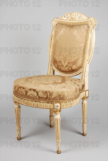 White painted, partly gilded Louis Seize chair, chair furniture furniture interior design wood beech lacquer gold leaf silk
