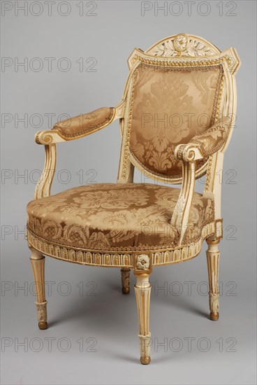 White painted, partly gilded Louis Seize armchair, armchair chair seating furniture interior interior design wood beechwood