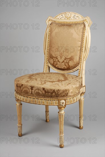 White painted, partly gilded Louis Seize chair, chair furniture furniture interior design wood beech lacquer gold leaf silk