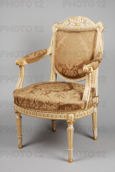 White painted, partly gilded Louis Seize armchair, armchair chair seating furniture interior interior design wood beechwood