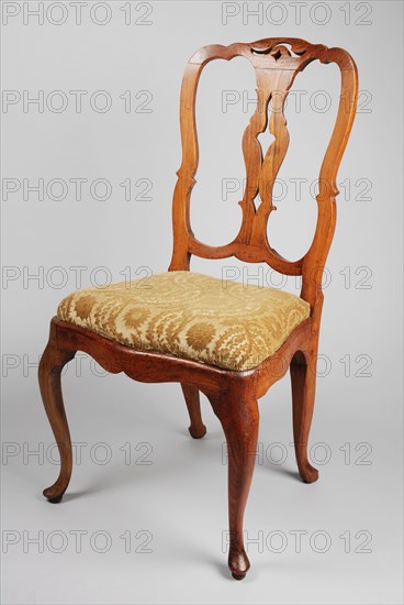 Straight elm wood rococo chair, chair furniture furniture interior design wood elm wood textile, Openwork backrest modern green