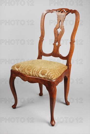 Straight elm wood rococo chair, chair furniture furniture interior design wood elm wood textile, Openwork backrest modern green