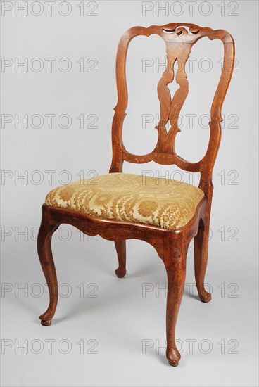 Straight elm wood rococo chair, chair furniture furniture interior design wood elm wood textile, Openwork backrest modern green