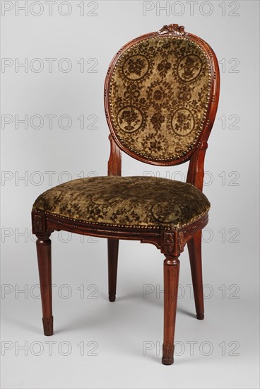 Mahogany Louis Seize medallion chair, medallion chair seat furniture furniture interior design wood mahogany velvet metal