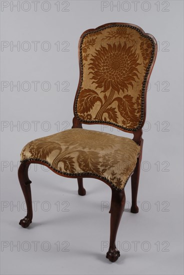 Mahogany rococo chair, upright chair seat furniture furniture interior design wood mahogany velvet brass, Bolkow legs and green