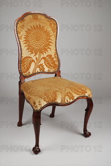 Mahogany rococo chair, chair furniture furniture interior design wood mahogany velvet brass, Bolcock legs and green velvet