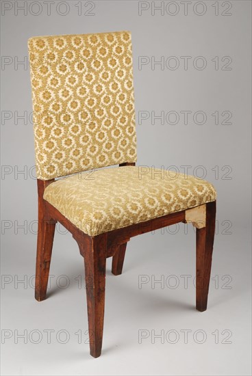 Simple elm wood straight chair, upright chair seat furniture furniture interior design wood elmwood velvet, Moss green velor