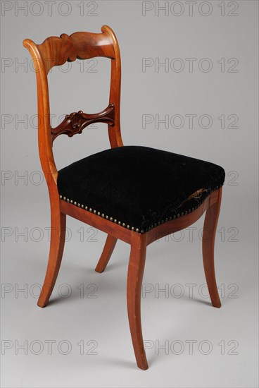 Mahogany Biedermeier straight chair, upright chair seat furniture furniture interior design wood mahogany elm velvet, Black
