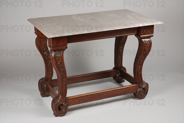 Oak Dutch Régence wall table with marble top, side table table furniture interior design wood oak marble stone, S-legs