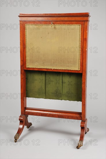 Deman, Mahogany Empire fire screen with fold-out writing surface, fire screen fire screen secretary furniture furniture interior