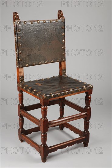 Cherry-wood renaissance chair, chair seating furniture furniture interior design wood cherry wood leather metal, Twisted legs