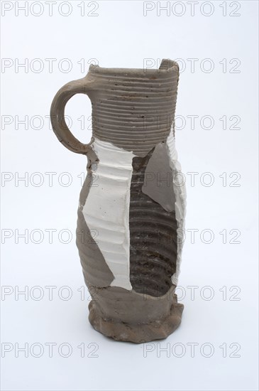 Fragment stoneware with slightly curved body and cylindrical neck, drinking jug jug crockery holder fragment soil found ceramic