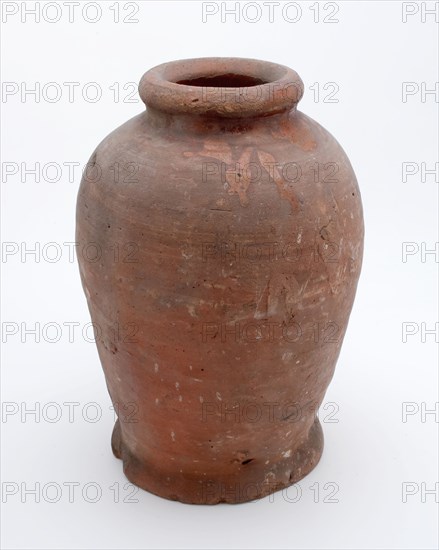 Pottery pot on stand, baluster shape, used in the sugar industry, sugar bowl pot holder soil find ceramic earthenware glaze lead