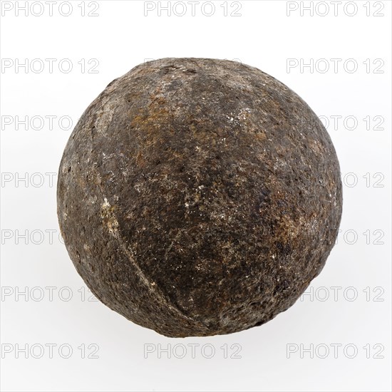 Small iron cannon ball, lump and casting seam, cannonball projectile cast iron metal, cast Small iron cannonball Clear casting