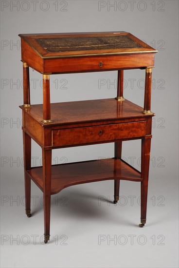 Pouillard, Mahogany Empire armoire with secretary, desk standard furniture interior design wood mahogany oak brass leather