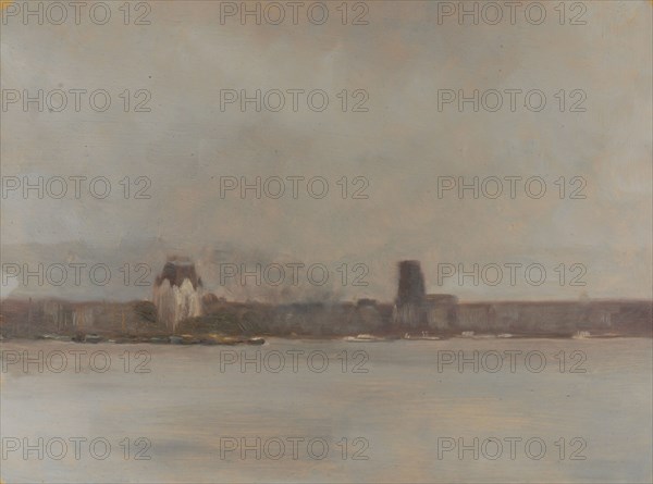 Pieter Been, View of the Meuse with White House and Laurenskerk, seen from the head of Buizengat, Rotterdam, painting visual