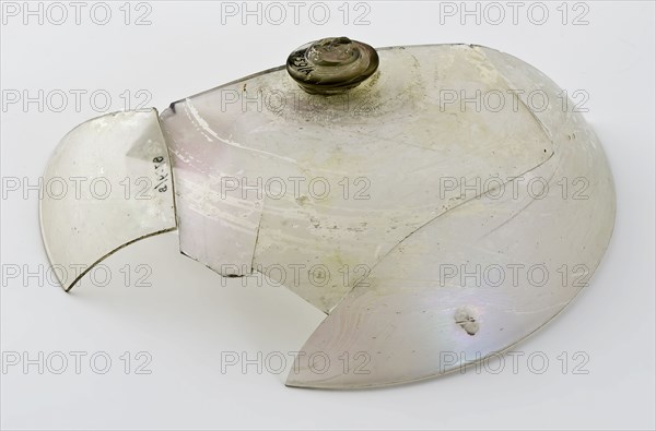 Fragment of stem and cup from drinking bowl or coupe, drinking glass drinking utensils tableware holder soil find glass, free