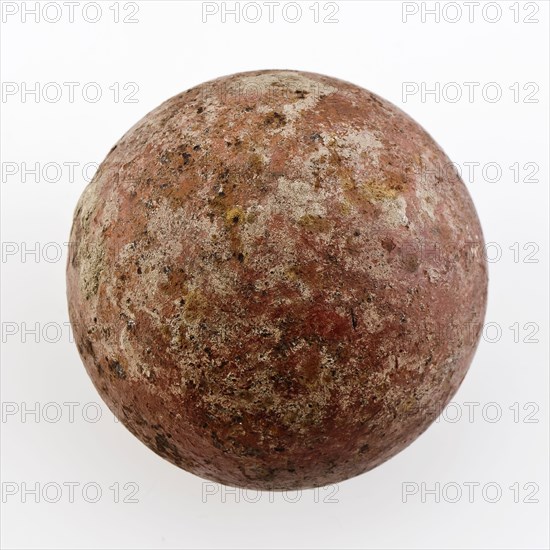 Small iron cannon ball, reddish, cannonball projectile cast iron metal, cast Small iron cannonball. Exceptional round