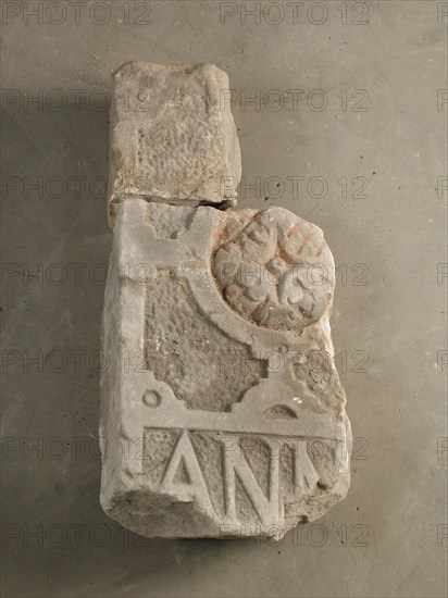 Fragment of gate of the Walloon church, former St. Sebastian chapel and former Scottish church with text ann, facing brick