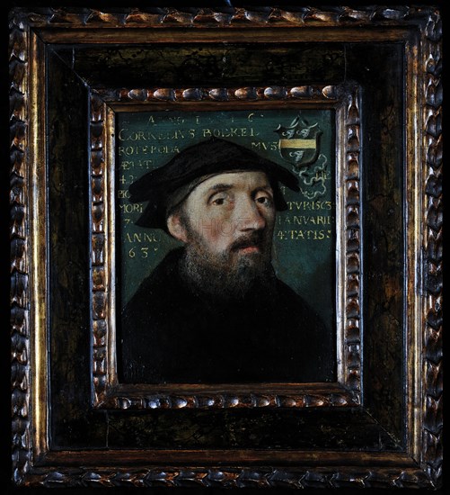 Cornelius Boekel?, Portrait of Cornelius Boekel, self-portrait? portrait painting visual material wood oil, Standing rectangular